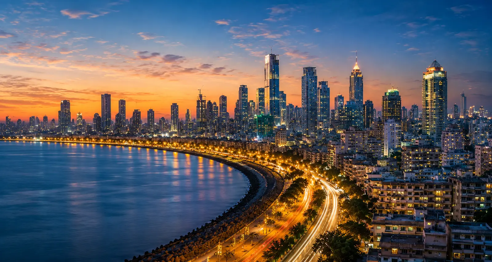 Mumbai skyline at dusk